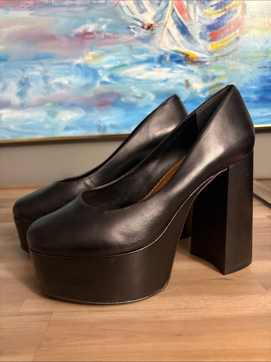 L'INTERVALLE Shoes - L'INTERVALLE Black Platform Block Heel Pumps